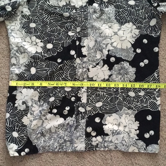 SHIP’N SHORE Vintage Black Off White Floral Blouse Size 14 - Picture 5 of 8